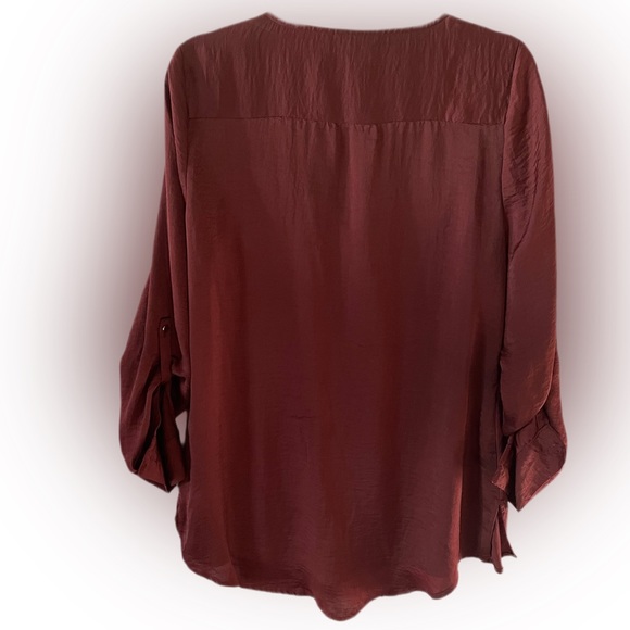 Apt 9 Rust Rayon Women’s Large V-neck Blouse - Picture 3 of 4